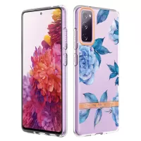 LB5 Series Flower Patterns TPU Phone Case Electroplating IMD IML Ultra Slim Phone Cover for Samsung Galaxy S20 FE/S20 FE 5G/S20 Fan Edition/S20 Fan Edition 5G/S20 Lite - HC003 Blue Peony