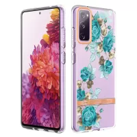 LB5 Series Flower Patterns TPU Phone Case Electroplating IMD IML Ultra Slim Phone Cover for Samsung Galaxy S20 FE/S20 FE 5G/S20 Fan Edition/S20 Fan Edition 5G/S20 Lite - HC002 Blue Rose