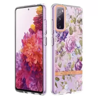 LB5 Series Flower Patterns TPU Phone Case Electroplating IMD IML Ultra Slim Phone Cover for Samsung Galaxy S20 FE/S20 FE 5G/S20 Fan Edition/S20 Fan Edition 5G/S20 Lite - HC006 Purple Peony
