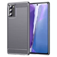 1.8mm Carbon Fiber Drop-proof Anti-fingerprint Brushed Texture Flexible TPU Mobile Phone Cover for Samsung Galaxy Note20/Note20 5G - Grey