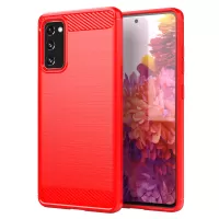 1.8mm Heat Dissipation TPU Case Carbon Fiber Texture Built-In Invisible Air Cushions Brushed Surface Phone Cover for Samsung Galaxy S20 FE/S20 FE 5G/S20 Fan Edition/S20 Fan Edition 5G/S20 Lite - Red