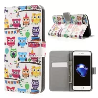 Faux Leather Wallet Case with Stand for iPhone 7/8/SE (2020)/SE (2022) - Multiple Cute Owls