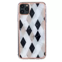Splicing Marble Pattern Flexible TPU Cover for iPhone 11 Pro 5.8 inch, Electroplating IMD Workmanship Phone Case - Black/White