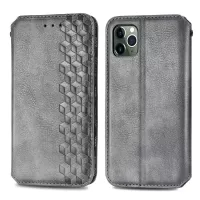 Rhombus Imprinting PU Leather Case for iPhone 11 Pro Max 6.5 inch, Wallet Stand Design Drop-Proof Phone Accessory - Grey