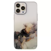 IMD Lacquered TPU Phone Cover For iPhone 12 Pro Max 6.7 inch Watercolor Marble Pattern Case - Black
