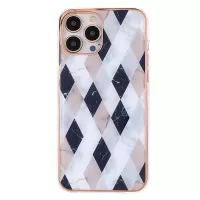 For iPhone 12 Pro Max 6.7 inch Splicing Marble Pattern IMD Soft TPU Electroplating Phone Cover Back Case - Black/White