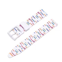 For Swatch 19mm Replacement Wrist Band Stripe Printed Silicone Adjustable Smart Watch Strap - C6
