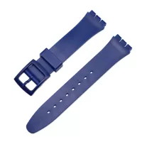 For Swatch 19mm Replacement Wrist Band Stripe Printed Silicone Adjustable Smart Watch Strap - Sapphire Blue