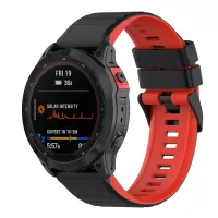 For Garmin Fenix 7 22mm Width Replacement Wrist Band Dual Color Silicone Adjustable Smart Watch Strap - Black/Red