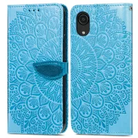 For Samsung Galaxy A03 Core Cell Phone Case Imprinted Dream Wings Pattern TPU+PU Leather Folio Stand Function Wallet Flip Cover with Strap - Blue