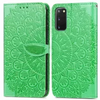 For Samsung Galaxy S20 FE/S20 FE 5G/S20 Lite PU Leather Cell Phone Case Imprinted Dream Wings Pattern Shockproof Stand Wallet Cover with Strap - Green