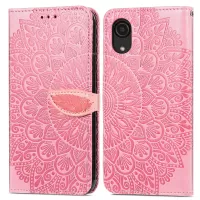For Samsung Galaxy A03 Core Cell Phone Case Imprinted Dream Wings Pattern TPU+PU Leather Folio Stand Function Wallet Flip Cover with Strap - Pink