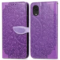 For Samsung Galaxy A03 Core Cell Phone Case Imprinted Dream Wings Pattern TPU+PU Leather Folio Stand Function Wallet Flip Cover with Strap - Purple