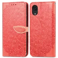 For Samsung Galaxy A03 Core Cell Phone Case Imprinted Dream Wings Pattern TPU+PU Leather Folio Stand Function Wallet Flip Cover with Strap - Red