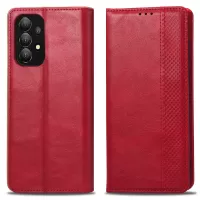 For Samsung Galaxy A53 5G Phone Cover Magnetic PU Leather Stand Imprinted Pattern Wallet Inner Soft TPU Case - Red