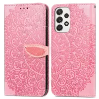 For Samsung Galaxy A32 5G/M32 5G Wallet Phone Case Imprinted Dream Wings Pattern TPU+PU Leather Flip Phone Cover with Strap - Pink