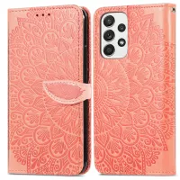 For Samsung Galaxy A32 5G/M32 5G Wallet Phone Case Imprinted Dream Wings Pattern TPU+PU Leather Flip Phone Cover with Strap - Orange