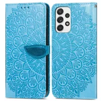 For Samsung Galaxy A32 5G/M32 5G Wallet Phone Case Imprinted Dream Wings Pattern TPU+PU Leather Flip Phone Cover with Strap - Blue