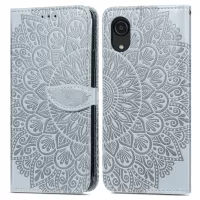 For Samsung Galaxy A03 Core Cell Phone Case Imprinted Dream Wings Pattern TPU+PU Leather Folio Stand Function Wallet Flip Cover with Strap - Grey