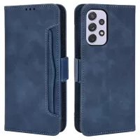 For Samsung Galaxy A53 5G Cell Phone Case PU Leather Card Slots Magnetic Flip Stand Shockproof Wallet Cover - Blue