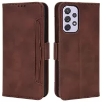 For Samsung Galaxy A53 5G Cell Phone Case PU Leather Card Slots Magnetic Flip Stand Shockproof Wallet Cover - Brown