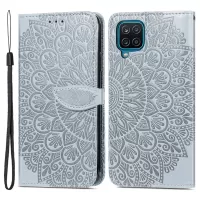 For Samsung Galaxy A22 4G (EU Version) PU Leather Wallet Dream Wings Pattern Imprinted Case Magnetic Soft TPU Shockproof Folding Stand Cover with Strap - Grey