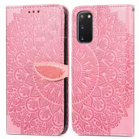 For Samsung Galaxy S20 4G/5G Smartphone Case Bag Stand Design Imprinted Dream Wings Pattern TPU+PU Leather Wallet Flip Cover with Strap - Pink