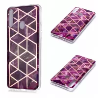 For Samsung Galaxy A20s Marble Pattern IMD TPU Mobile Cover Rose Gold Plated Phone Case - Rose