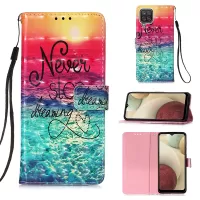 Lanyard Design Pattern Printing Design Leather Phone Case with Wallet and Stand for Samsung Galaxy A12/M12 - Sea of Clouds/Colorful