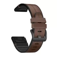 22MM PU Leather Surface+Silicone Smart Watch Band Strap for Garmin Watch - Coffee