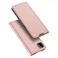 DUX DUCIS Skin Pro Series Card Slot Anti-Drop Front Cut-Out Leather Stand Phone Case Shell for Samsung Galaxy A22 5G (EU Version) - Pink