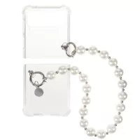 Pearl Chain Bracelet Strap Transparent PC+ TPU Hybrid Case Mobile Phone Cover for Samsung Galaxy Z Flip3 5G