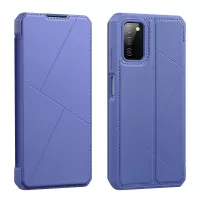DUX DUCIS Skin X Series Magnetic Auto-absorbed Flip Anti-Drop Leather Case Cover with Stand for Samsung Galaxy A03s (166.5 x 75.98 x 9.14mm) - Blue