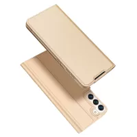 DUX DUCIS Skin Pro Series PU Leather Card Slot Flip Stand Auto Magnetic Closed Shockproof Phone Cover for Samsung Galaxy S22 5G - Gold