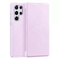 DUX DUCIS Skin X Series Folio Flip Stand Design Magnetic Auto-absorbed TPU Inner Case Leather Cover with Card Slot for Samsung Galaxy S22 Ultra 5G - Pink
