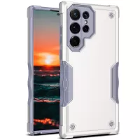 Shock-Absorbing Dual Layer Soft TPU Hard PC Shockproof Non-Slip Case Cover for Samsung Galaxy S22 Ultra 5G - White
