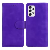 PU Leather + TPU Folio Flip Phone Case Solid Color Anti-scratch Shell with Stand Wallet for Samsung Galaxy A53 5G - Purple