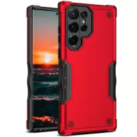Shock-Absorbing Dual Layer Soft TPU Hard PC Shockproof Non-Slip Case Cover for Samsung Galaxy S22 Ultra 5G - Red