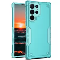 Shock-Absorbing Dual Layer Soft TPU Hard PC Shockproof Non-Slip Case Cover for Samsung Galaxy S22 Ultra 5G - Mint Green