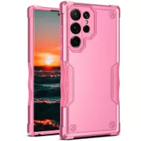 Shock-Absorbing Dual Layer Soft TPU Hard PC Shockproof Non-Slip Case Cover for Samsung Galaxy S22 Ultra 5G - Pink