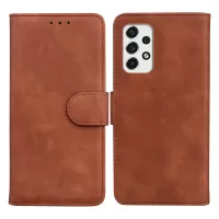 PU Leather + TPU Folio Flip Phone Case Solid Color Anti-scratch Shell with Stand Wallet for Samsung Galaxy A53 5G - Brown