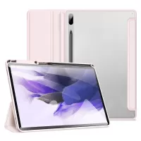 DUX DUCIS TOBY Series for Samsung Galaxy Tab S7 Plus/S8 Plus/S7 FE Tri-fold Stand PU Leather Anti-fall Tablet Case - Light Pink