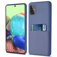 Liquid Silicone Case for Samsung Galaxy A71 5G SM-A716, Anti-scratch Card Slot Phone Cover - Sapphire