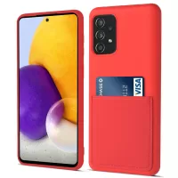 Liquid Silicone Case for Samsung Galaxy A72 4G/5G, Shockproof Anti-fall Card Slot Phone Cover - Red