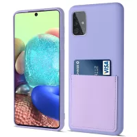 Liquid Silicone Case for Samsung Galaxy A71 5G SM-A716, Anti-scratch Card Slot Phone Cover - Light Purple