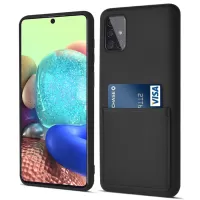 Liquid Silicone Case for Samsung Galaxy A71 5G SM-A716, Anti-scratch Card Slot Phone Cover - Black