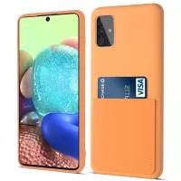Liquid Silicone Case for Samsung Galaxy A71 5G SM-A716, Anti-scratch Card Slot Phone Cover - Orange