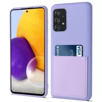 Liquid Silicone Case for Samsung Galaxy A72 4G/5G, Shockproof Anti-fall Card Slot Phone Cover - Light Purple