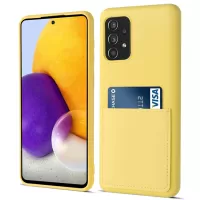 Liquid Silicone Case for Samsung Galaxy A72 4G/5G, Shockproof Anti-fall Card Slot Phone Cover - Yellow
