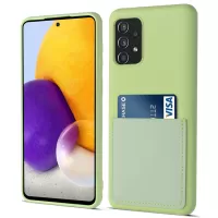 Liquid Silicone Case for Samsung Galaxy A72 4G/5G, Shockproof Anti-fall Card Slot Phone Cover - Matcha Green